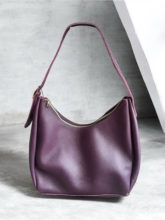 Portland Leather Handbags - Portland Leather Aspen Medium Shoulder Bag Plum Leather Hobo Purse NWT